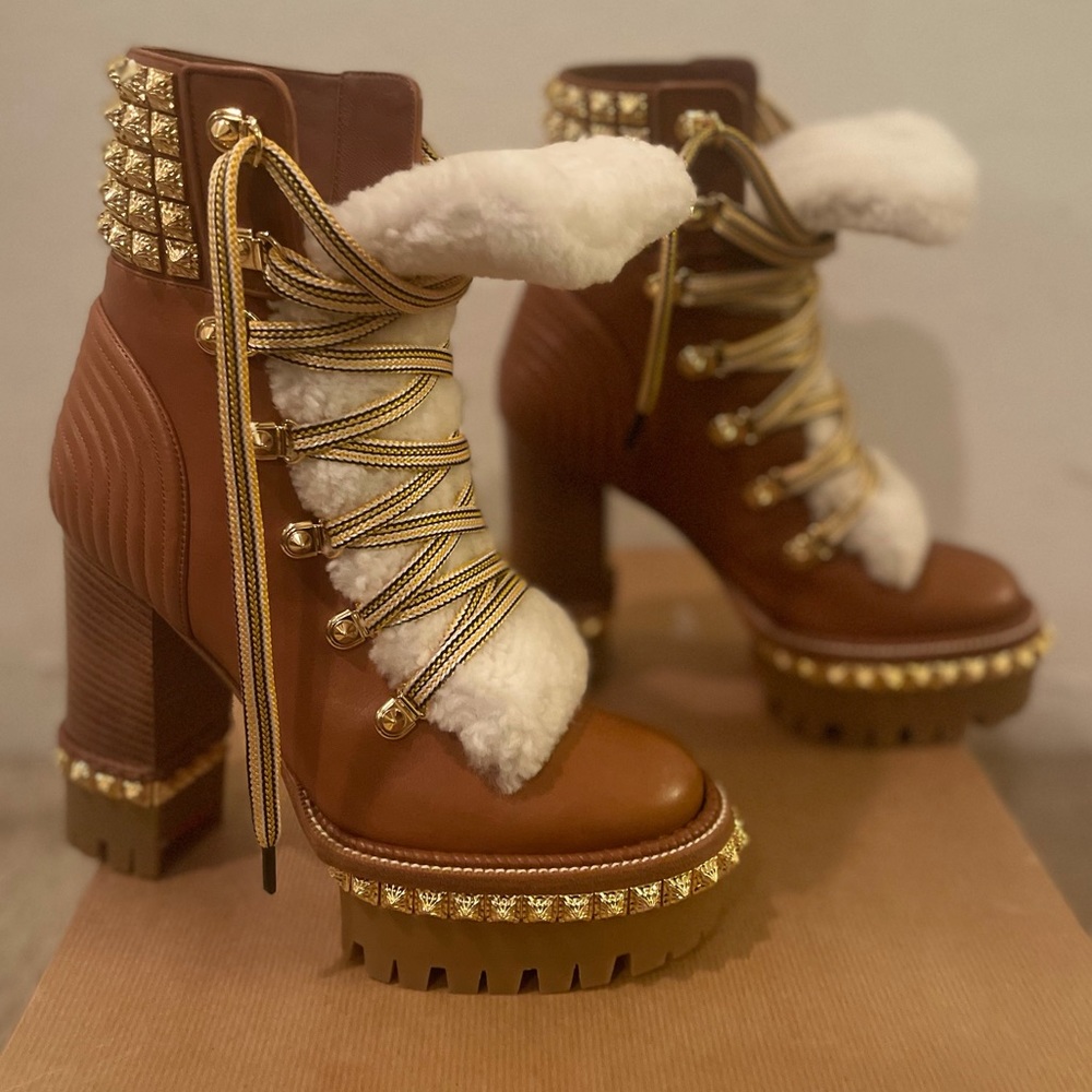 Christian Louboutin Yeti Donna 130 Shearling Fur Booties